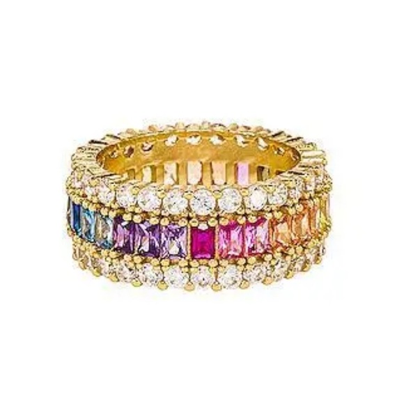 The M Jewelers NY Three Row Rainbow Ring in Multi size 7. - Picture 1 of 6
